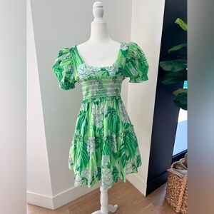 Green printed summer dress
